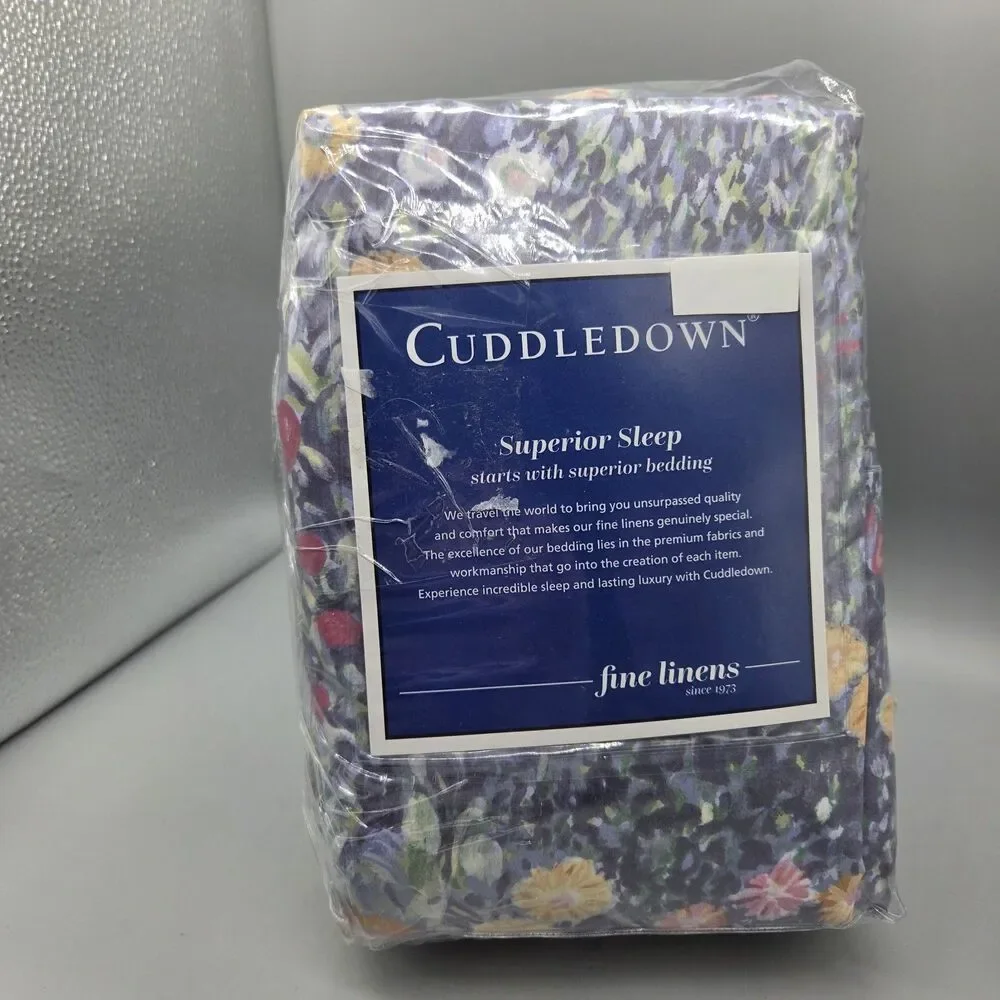 Cuddledown Monet 1pc King Duvet Cover 100% Cotton Percale Floral Print Blue  New